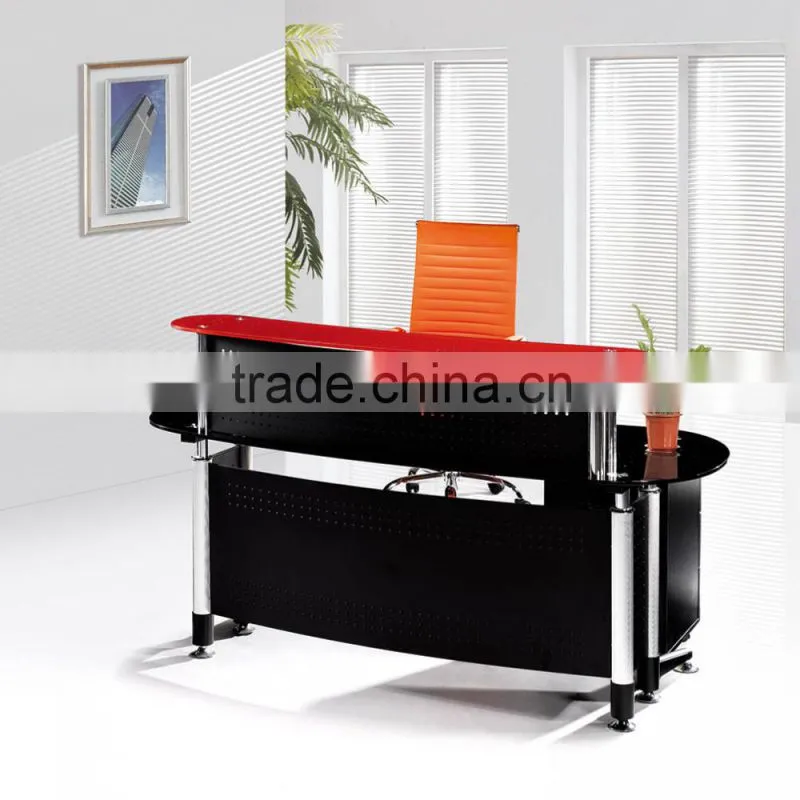 glass office furnitre Modern laminate reception desk | front table | counter table/PT-P005