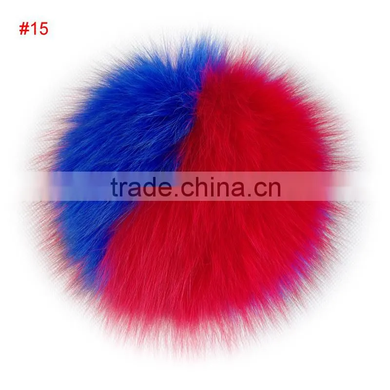 High quality Fashion colorful fox fur pompoms for knitted winter hat/bag/garment KZ151003