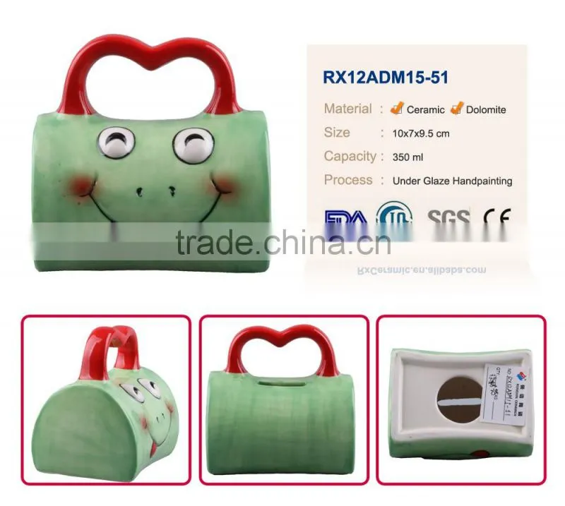 Eco-friendly promotion ceramic frog piggy bank for gift
