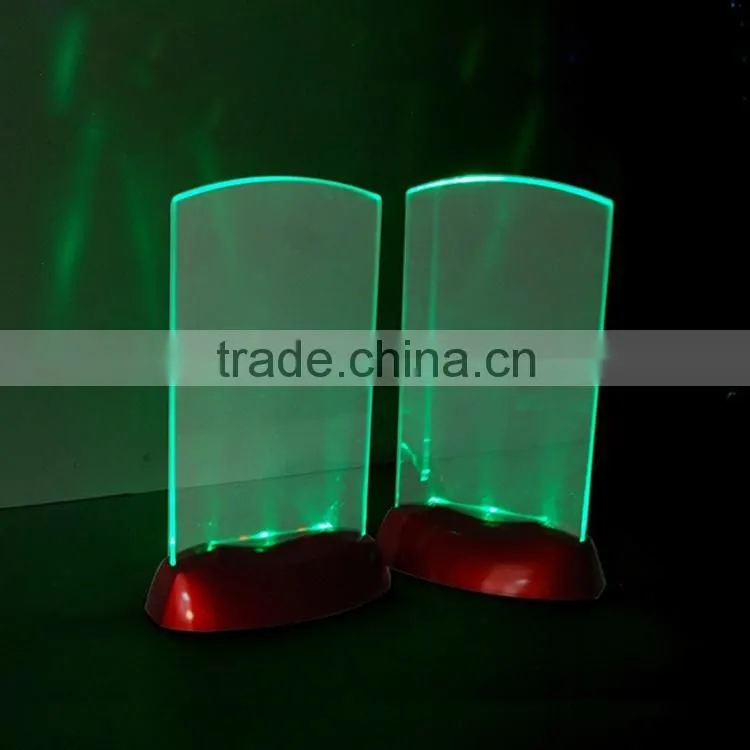 Plastic Acrylic Led Light Flashing Table Tent Card Holder ,Flashing shining Display Holder For Wine Bar Party