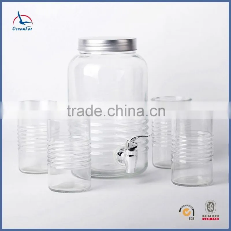 3.7L Glass Drink Beverage Dispenser Water Dispenser with Tap