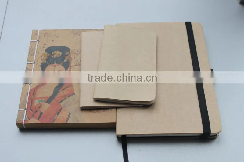 A6 kraft paper notebook cheap exercise book with saddle stitching