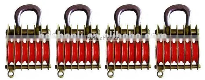 drop forged hardware alloy steel/carbon steel lifting hoist six wheel close link type steel lifting hoist pulley block