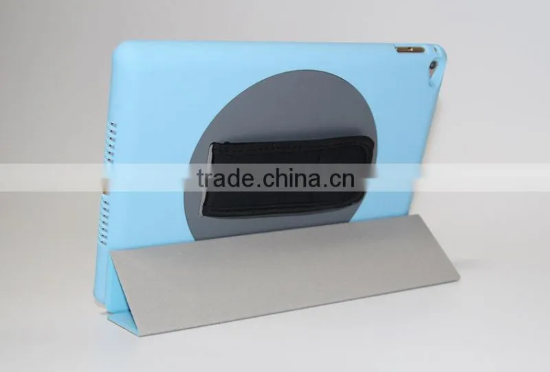 Factory Outlet Patent Item 360 Rotation handheld PC back case PU Smart front flip cover for iPad air 2