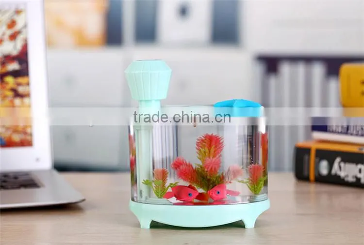 USB personal ultrasonic humidifier cool mist air purifier with led light fish tank function