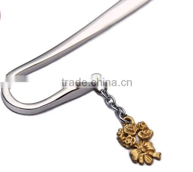 gloden flower metal clip bookmark