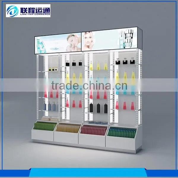 Fashion glass shelf wall cabinet makeup show rack cosmetic display stand
