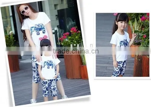2015 High Quality Mother And Daughter Sport Suit Boutique Store Hot Sale Cheaper Summer Family Clothing