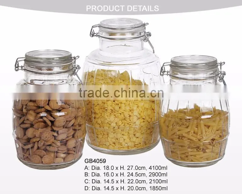 Hot Sale Large airtight Glass Jars Clear Glass Storage Containers Glass Lids