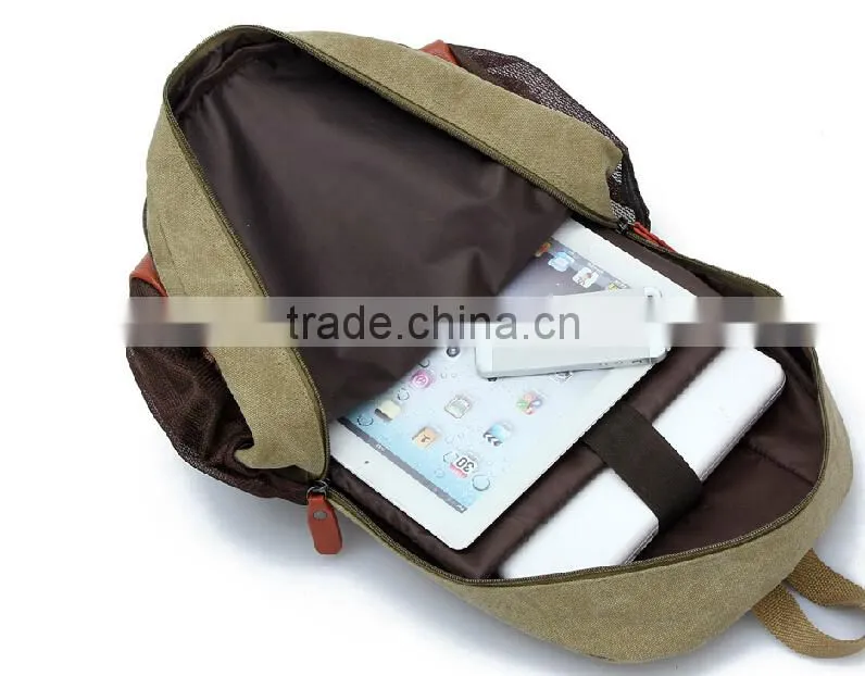 2015 Fashion Design Canvas Backpack cotton high school bags