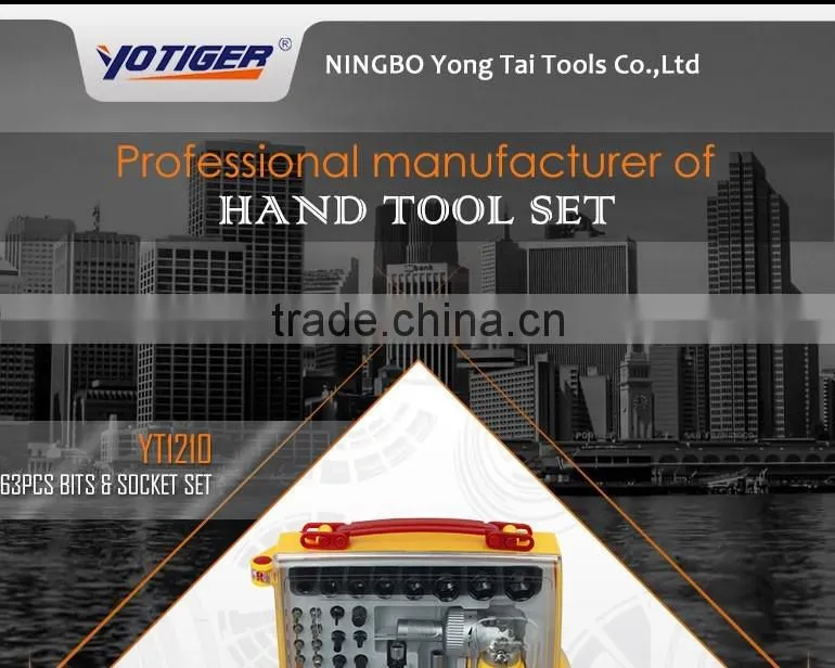 63pcs 2 Way Ratchet Handle 1/4'' Socket Bit Hand Tool Kit