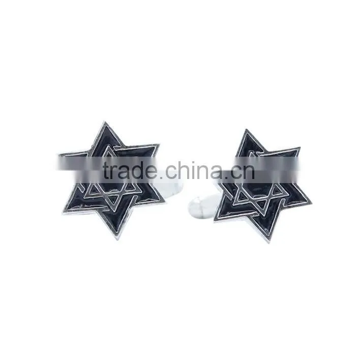 lattest middle east style sterling silver enmel cufflink in Star of David