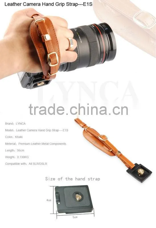 New released the cheapest leather hand digital camera wrist grip strap brown color with quick release plate for dslr