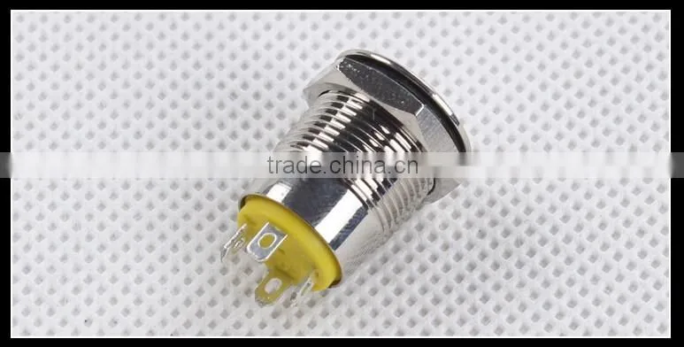 12MM LED Indicator flat metal push button switch for Electronic Products