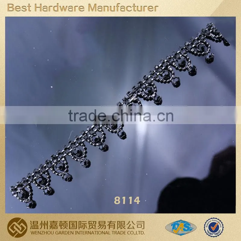 Black Rhinestone Cup Chain Trimming For Decoration