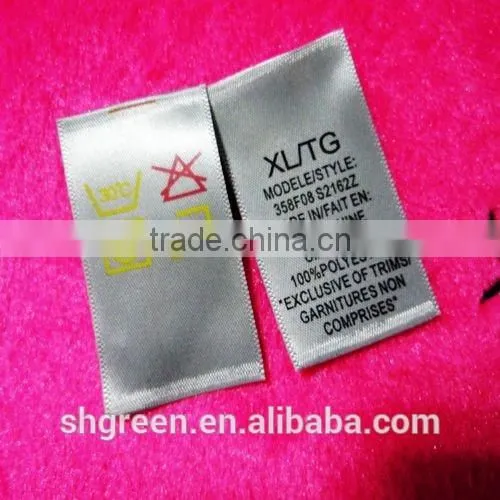 printing single side washing content neck label tags
