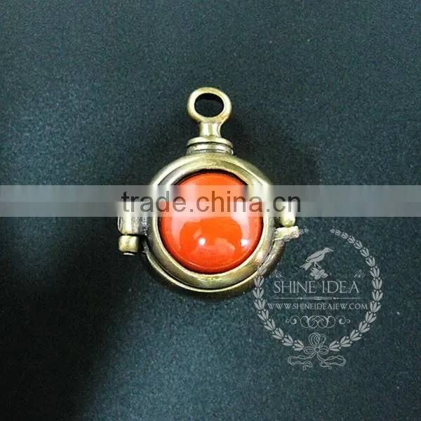 22mm round setting bronze steam punk blue,orange,green,purple,sky blue and champage ceramic DIY pendant charm supplies 1810422