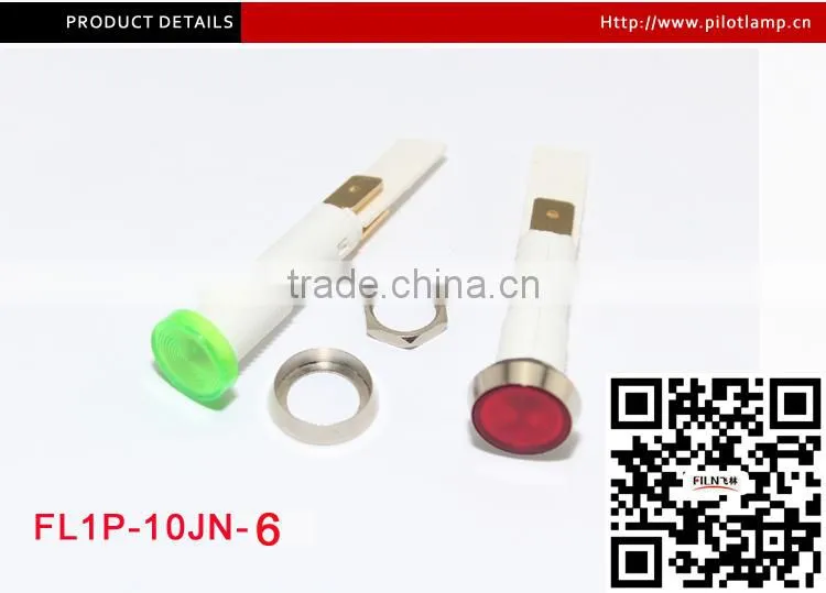 2015 hot sales high light plastic 10mm red led indicator light panel mount 24v