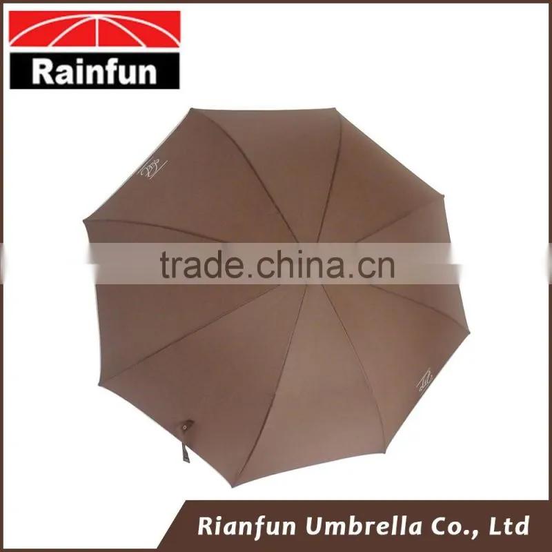 Long 190t pongee leather coated handle umbrella