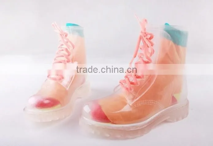 Candy colors women PVC rain boots cheap ankle PVC rain shoes