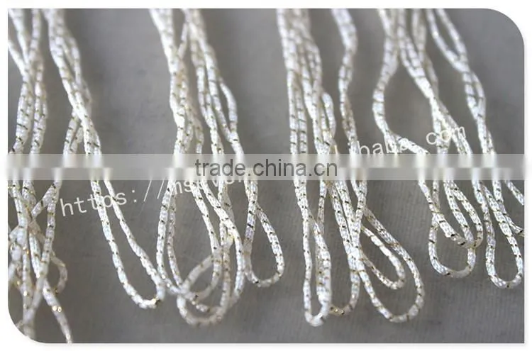 Fashion design off-white 15.5cm width knot polyester fringe trim wholesale