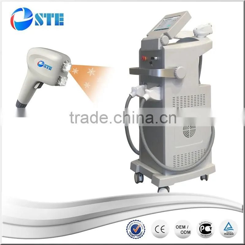 newest design nd yag laser + diode laser 808nm two handpiece vertical hair tattoo removal multifunctional beauty equipment
