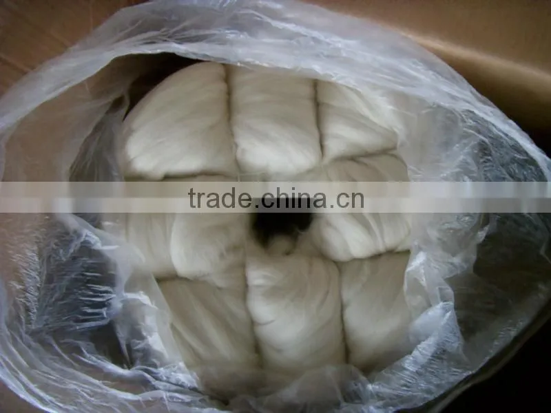 good quality 100% merino wool top,20MIC, 80-100MM, natural white color.
