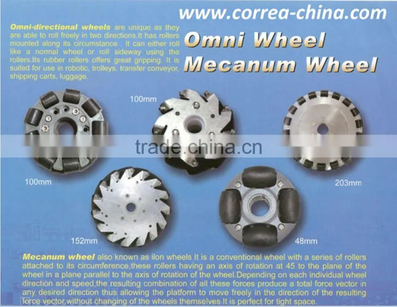 8 Inch Heavy Duty Industrial Mecanum Wheel NM203A ( professional custom,payload:300kg/pcs)