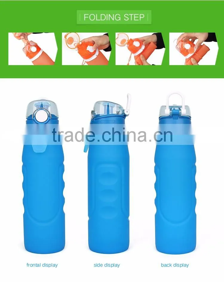 Medical Grade Silicone Sports Water Bottle Foldable Silicone Water Bottle