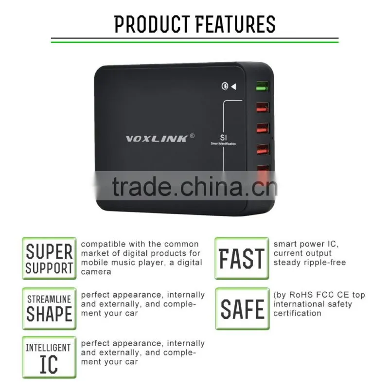 VOXLINK fast charging 40W 5V 8A Quick charge 3.0 + usb type c charger adapter with 4 usb ports(US/UK/EU optional))
