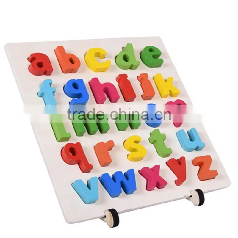 Wooden Educational toy English Alphabet digital learning puzzle wood letters figures for preschool kids
