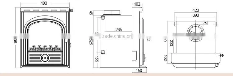 Antique freestanding flushbonading fireplace CE 13240