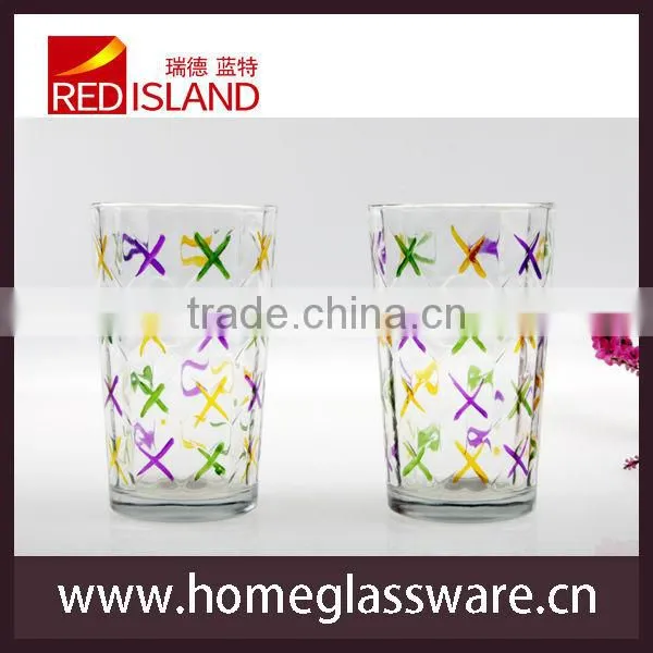 glass manufactory supply hand painted glass cup, tall glass tumbler, beer glass