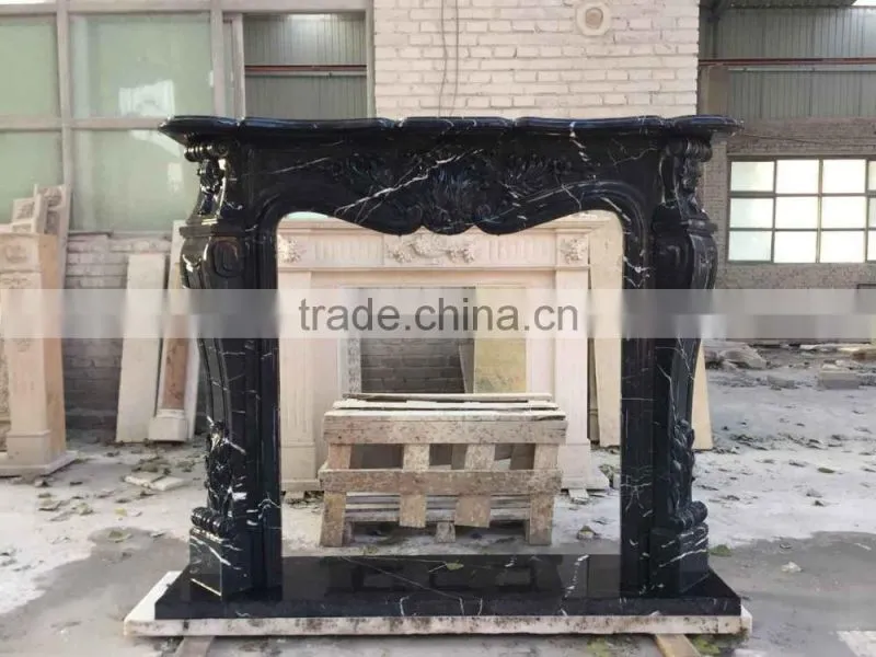 French style pillar carved marble fireplace mantel