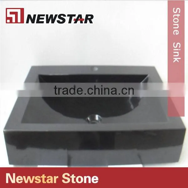 Newstar polished black stone sink for outdoor