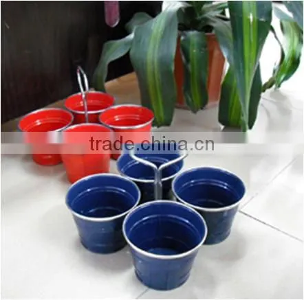 Vintage set 2 pcs metal herb pot