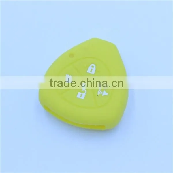 Triangle shaped Silicone car key shell with led light hole. fob key case for toyota 4 buttons