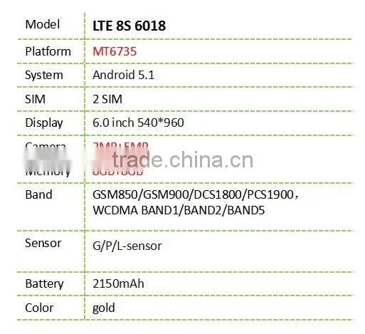 8S mobile 4G LTE8S6018 6 inch big touch screen mobile phone