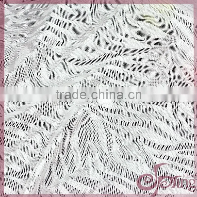 White zebra design shining soft elastic tricot lace, fashion swiss lace fabric