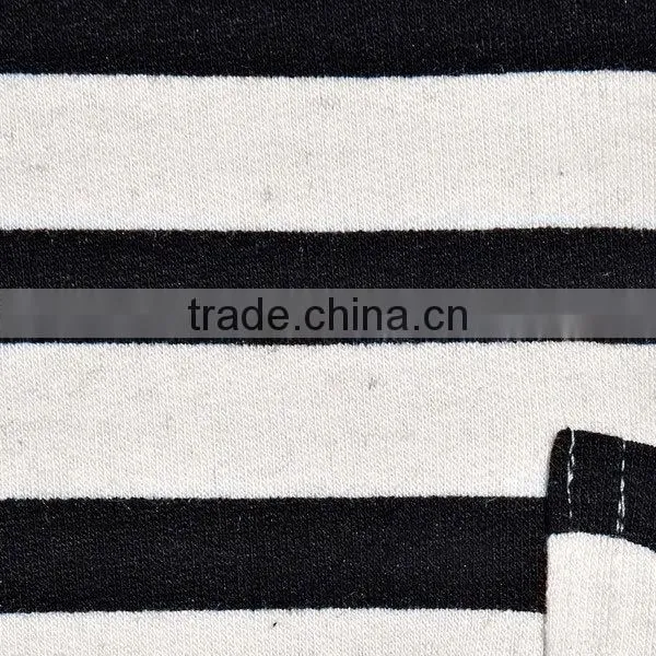 Shenzhen Winner clothing fashion knitting3/4 sleeve black white stipe t-shirt manufacturer
