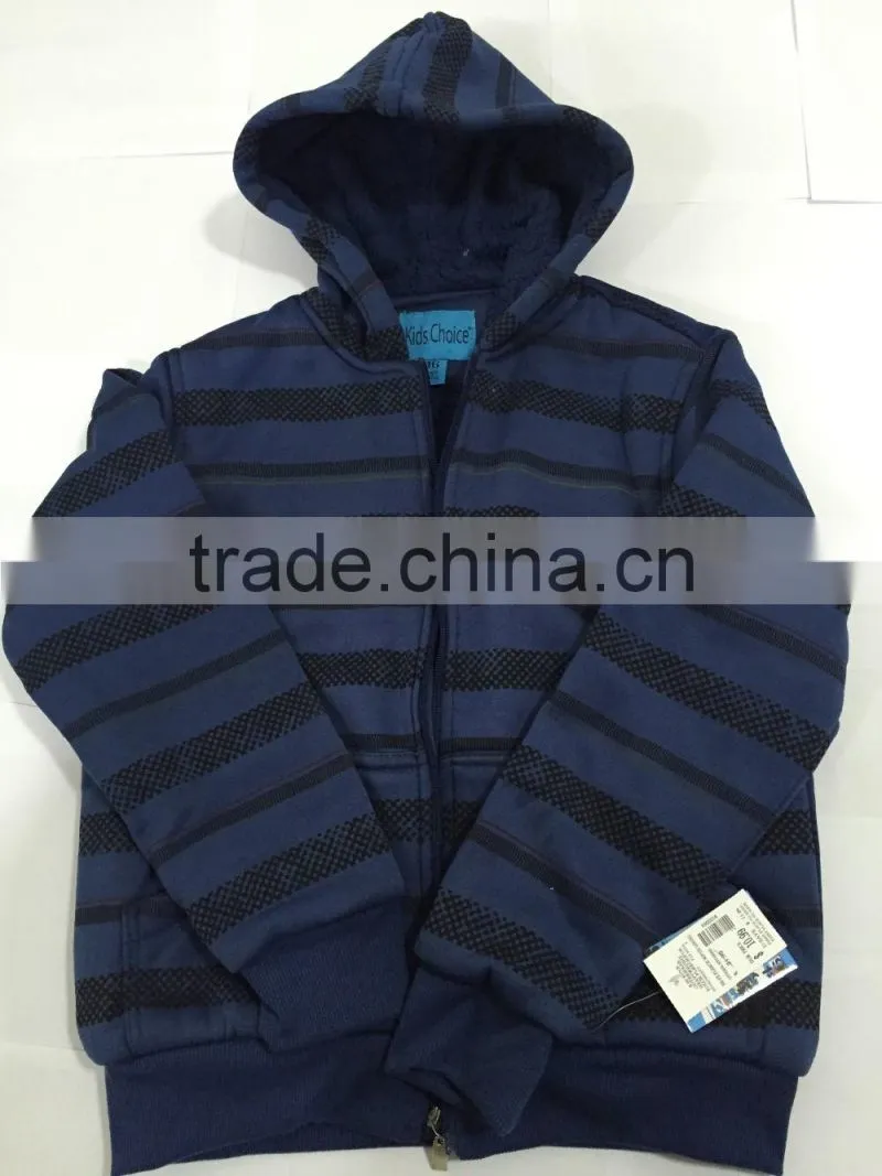 Manufacture Navy blue stripe style boy baseball jacket with hoody