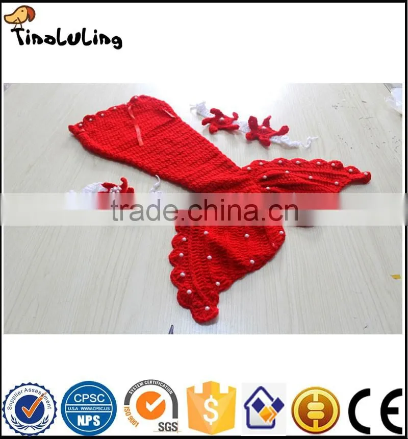 2017 Hot selling Handmade Newborn baby Crochet Mermaid Costumes Outfit Photo Props Costumes