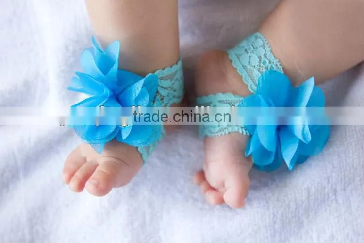 New Arrival Elastic Barefoot Sandals For Infant Hot pink Barefoot Socks Sandals Shoes Flowers Feet Toes Baby Bloom