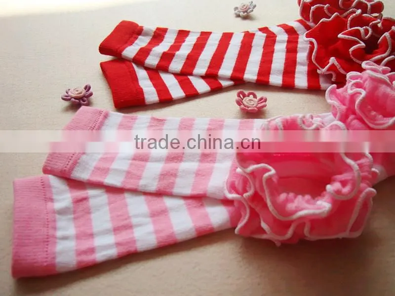 Baby leg warmer christmas stripe leggings with ruffle baby winter leg warmer