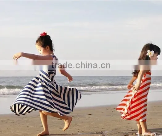 Toddlers Children's Girls Belt Pluz Size Stripe Dress Chevron Dress Newest Matching Wear Hotsale Cotton Summer Peasant Dresses