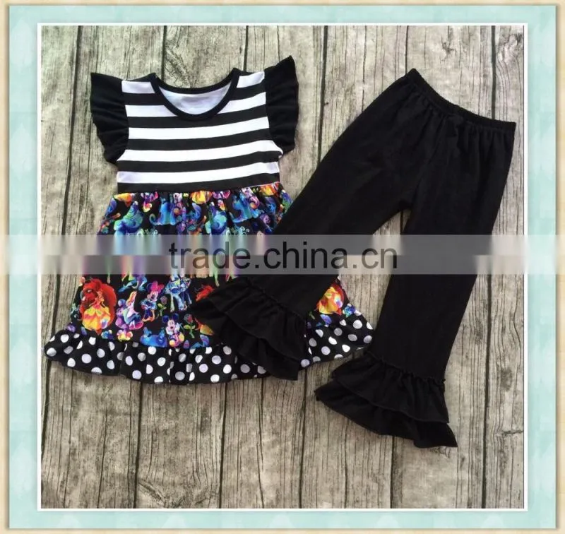 wholesale children's boutique clothing clothes clothing sets black stripes kids clothing
