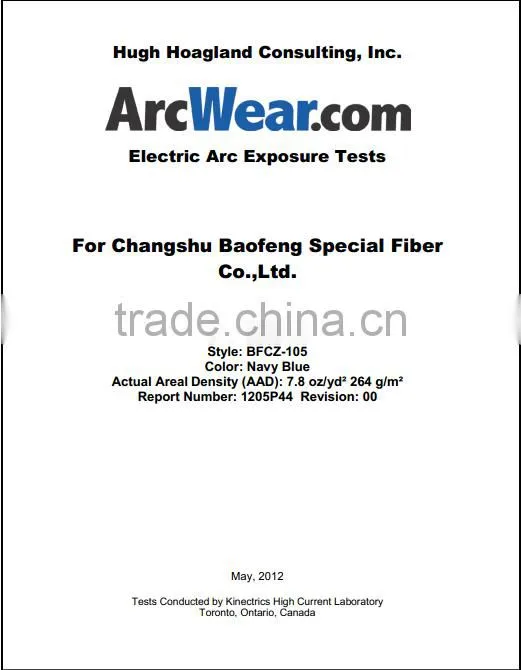 UL NFPA2112 certified IIIA fabric for military pilot suits