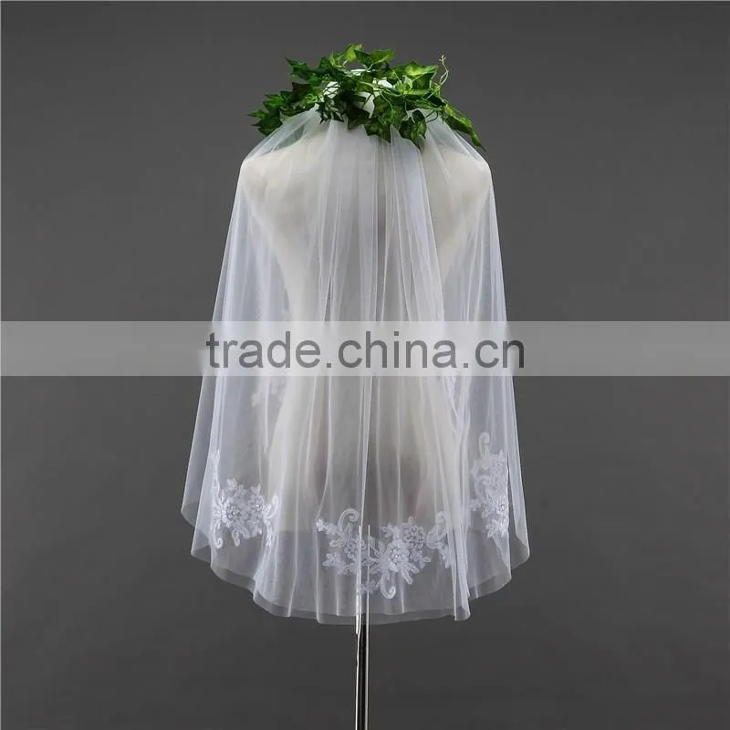2017 wholesale bridal lace veils hot sale short elegant bridal wedding veils short Tulle Wedding Bridal Veils HL06