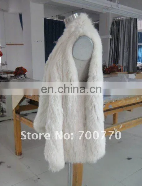 Rabbit Fur Hand Knitted Vest With Open Front And Peaked Hem 2012 New Hand Knitted Style Fashion Women Gilet STY.NO.3053-1