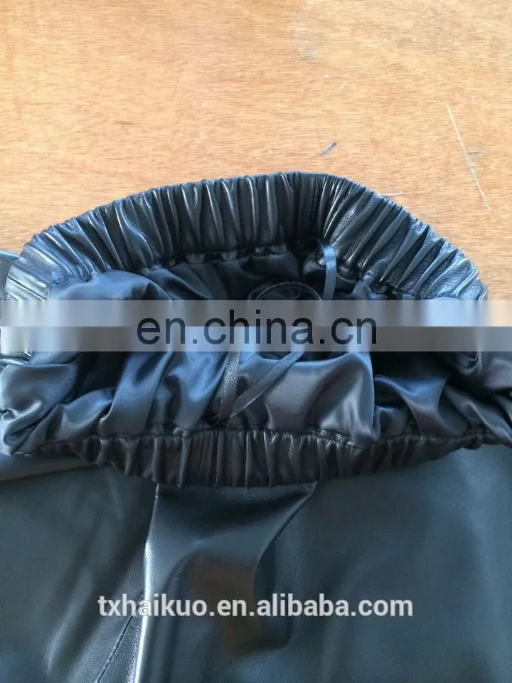 Ladies' lovely leather skirt with punching and elastic waist